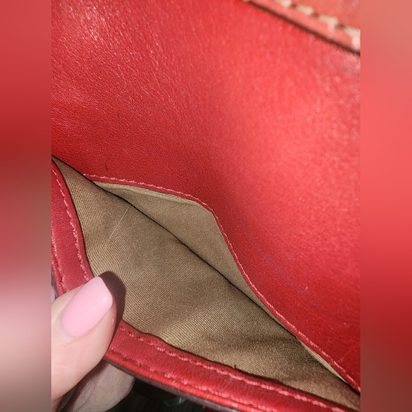 Coach RED Leather Gallery East West Tote Purse Turnlock Bag Vintage f0820-f11525 - Picture 11 of 13